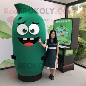 Forest Green Sushi mascot costume character dressed with a Pencil Skirt and Earrings