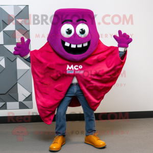 Magenta Nachos mascot costume character dressed with a Blazer and Scarf clips