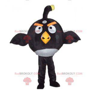 Grande mascote pássaro preto e branco do famoso jogo Angry