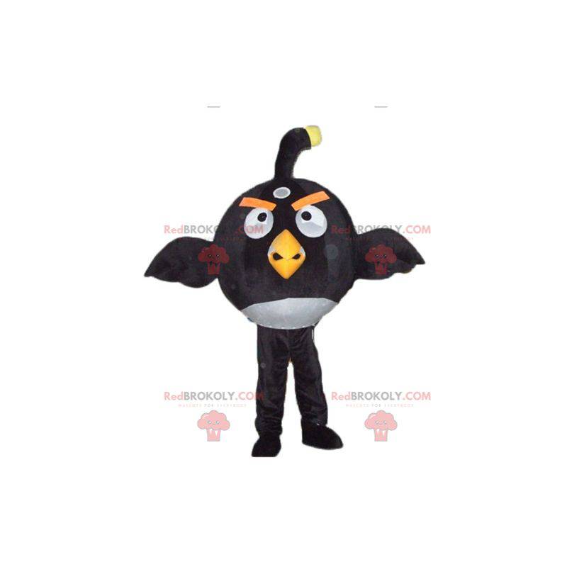 Stor svart og hvit fuglemaskot fra det berømte spillet Angry