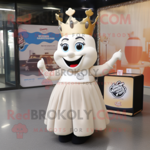 Cream Queen mascot costume character dressed with a A-Line Skirt and Briefcases