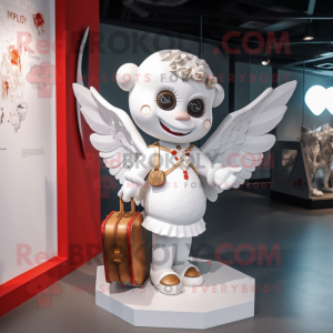Hvid Amor maskot kostume...