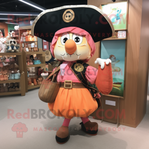 Peach Pirate mascot costume character dressed with a Culottes and Handbags