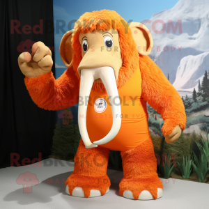 Orange Mammoth mascot costume character dressed with a One-Piece Swimsuit and Bracelets