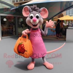 Pink Ratatouille mascot costume character dressed with a Bikini and Handbags