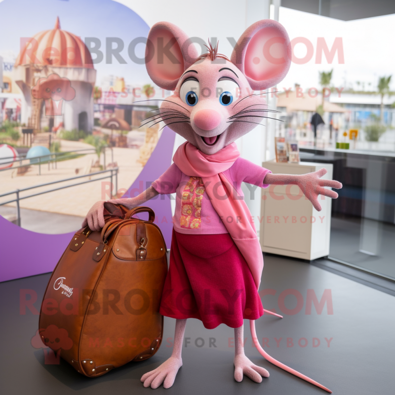 Pink Ratatouille mascot costume character dressed with a Bikini and Handbags