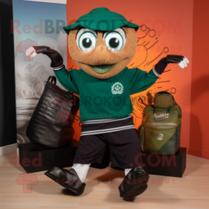Rust Irish Dancing Shoes mascot costume character dressed with a Turtleneck and Tote bags