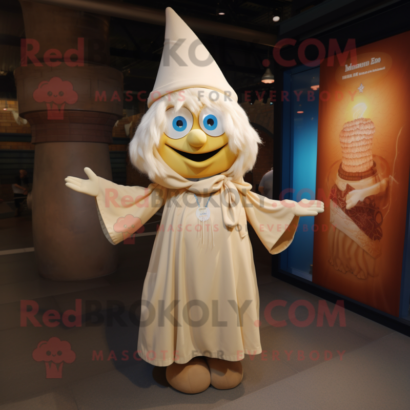 Cream Witch mascot costume character dressed with a Mom Jeans and Wraps Cream Witch mascot costume character dressed with a Mom Jeans and Wraps