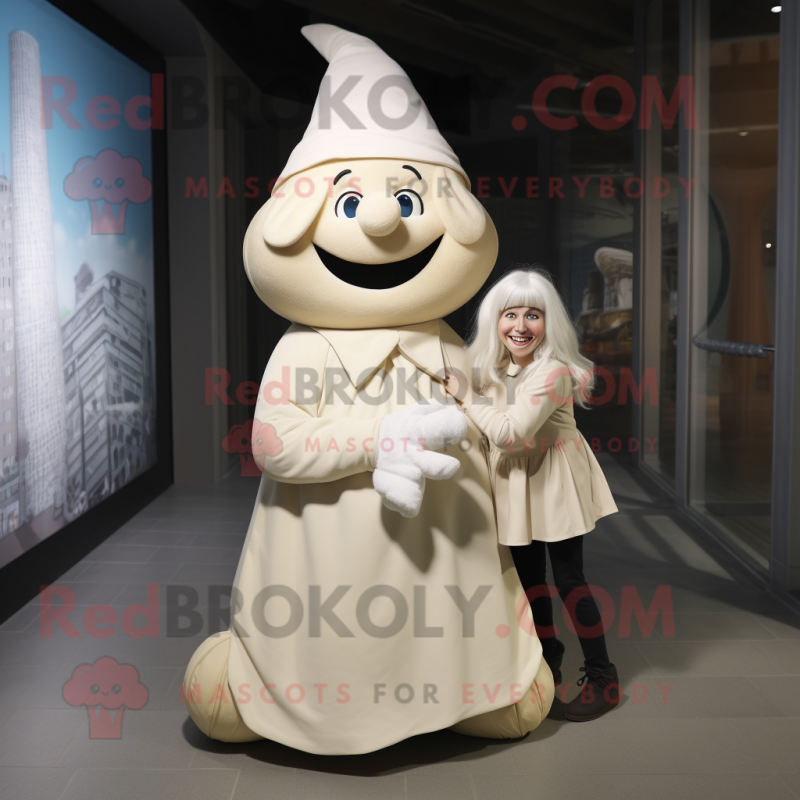 Cream Witch mascot costume character dressed with a Mom Jeans and Wraps Cream Witch mascot costume character dressed with a Mom Jeans and Wraps