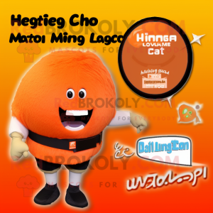 Orange Beef Wellington mascot costume character dressed with a Bikini and Hair clips