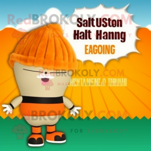 Orange Beef Wellington mascot costume character dressed with a Bikini and Hair clips