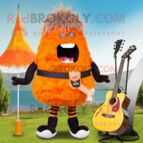 Orange Beef Wellington mascot costume character dressed with a Bikini and Hair clips