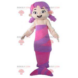 Mascot sirena rosa y morada hermosa y femenina - Redbrokoly.com