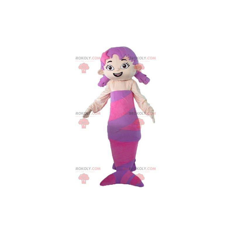 Mascot lyserød og lilla havfrue smuk og feminin - Redbrokoly.com