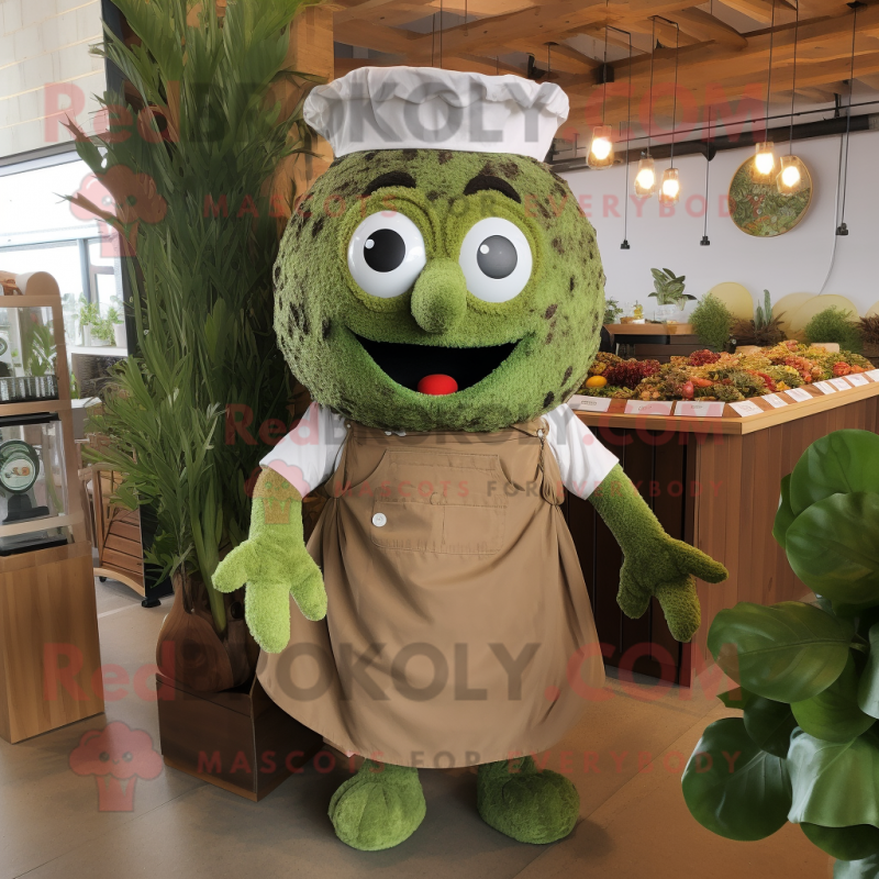 Olive Meatballs mascot costume character dressed with a Dress Shirt and Wraps Olive Meatballs mascot costume character dressed with a Dress Shirt and Wraps