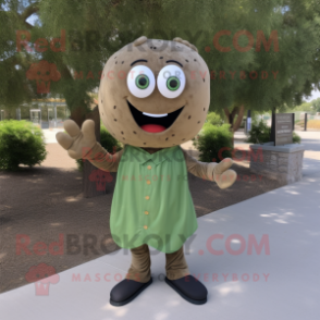 Olive Meatballs mascot costume character dressed with a Dress Shirt and Wraps