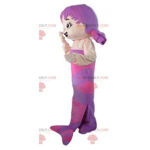 Mascot pink and purple mermaid beautiful and feminine -