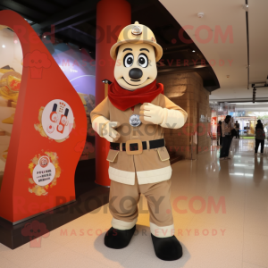 Tan Fire Fighter mascot costume character dressed with a Leggings and Shawls