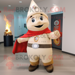 Tan Fire Fighter mascot costume character dressed with a Leggings and Shawls