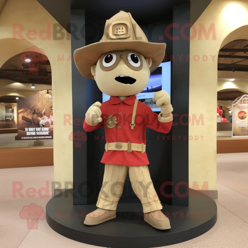 Tan Fire Fighter mascot costume character dressed with a Leggings and Shawls Tan Fire Fighter mascot costume character dressed with a Leggings and Shawls