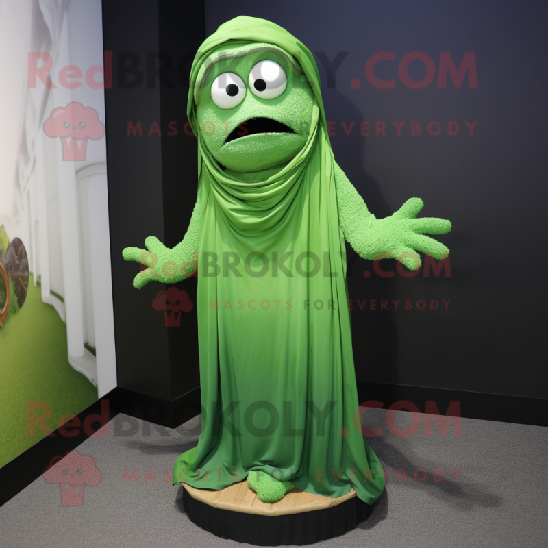 Green Graveyard mascot costume character dressed with a Maxi Skirt and Scarves