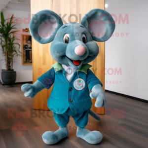Cyan Mouse mascotte kostuum...