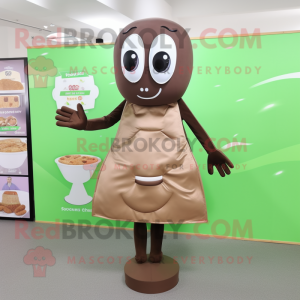 Olive Chocolate Bar mascot costume character dressed with a Dress and Foot pads