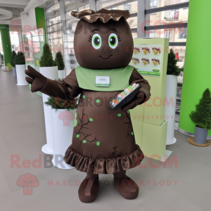 Olive Chocolate Bar mascot costume character dressed with a Dress and Foot pads