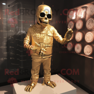 Gold Graveyard mascot costume character dressed with a Jumpsuit and Bracelet watches