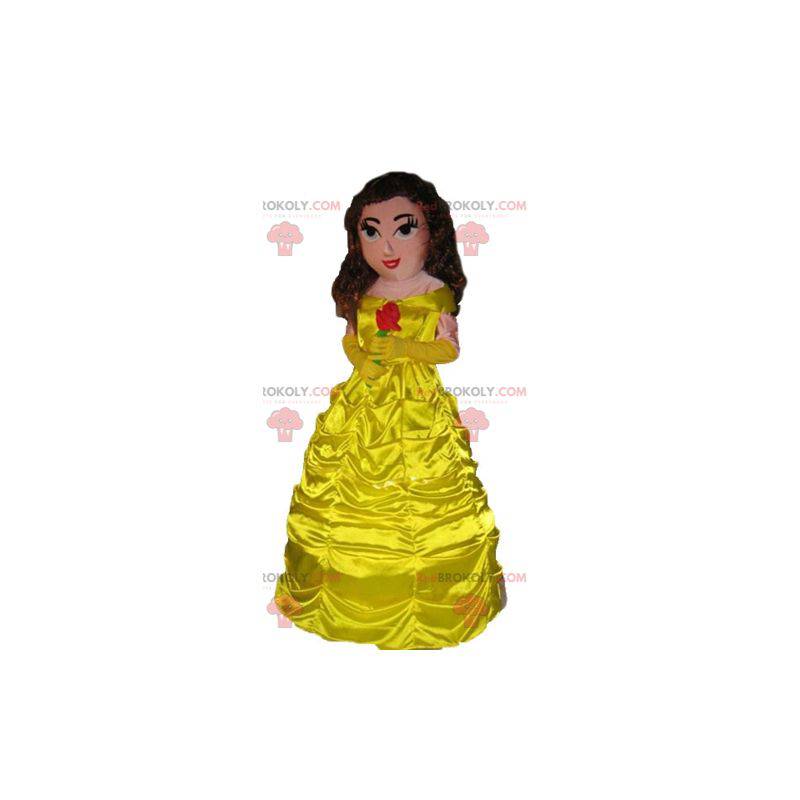 Princesa mascote com um lindo vestido amarelo - Redbrokoly.com