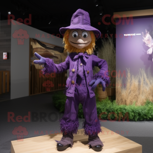 Purple Scarecrow mascot costume character dressed with a Polo Tee and Keychains