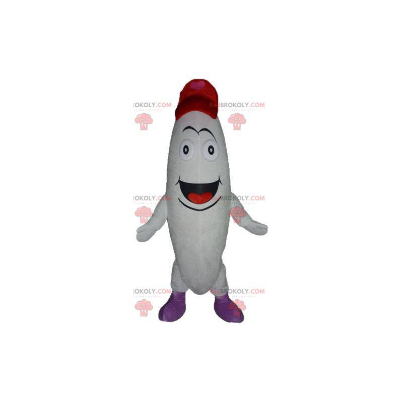 Mascote gigante e sorridente do boneco de neve branco -