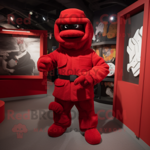 Roter Commando Maskottchen...