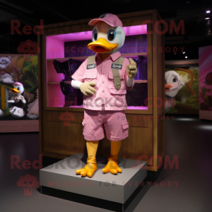 Pink Duck maskot kostume...