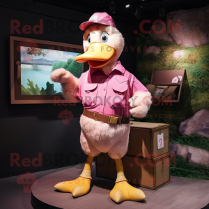 Pink Duck maskot kostume...