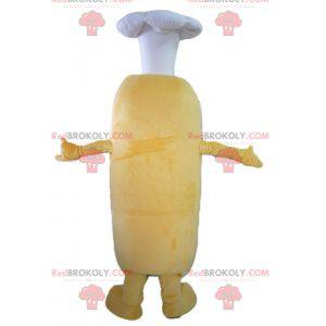 Very funny hot dog mascot with glasses and a chef's hat -