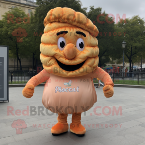 Peach Croissant mascot costume character dressed with a Trousers and Bracelets