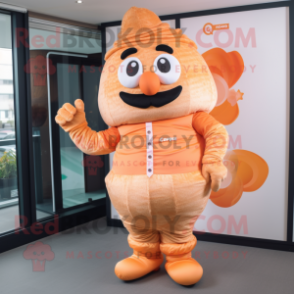 Peach Croissant mascot costume character dressed with a Trousers and Bracelets