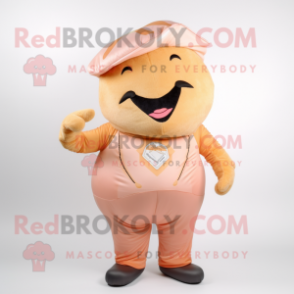 Peach Croissant mascot costume character dressed with a Trousers and Bracelets