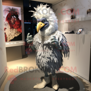 Silver Roosters mascot costume character dressed with a Capri Pants and Bracelet watches