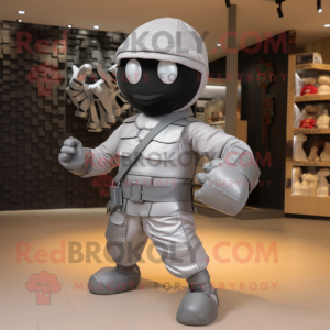 Silver Ninja maskot kostym...