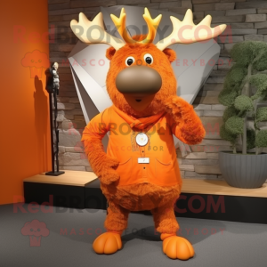 Orange Elk mascot costume character dressed with a Flare Jeans and Cummerbunds