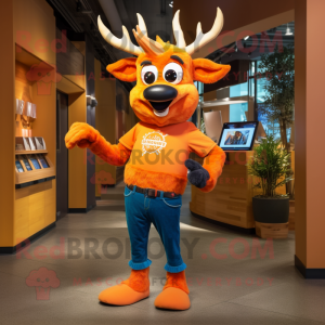 Orange Elk maskot kostyme...
