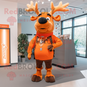 Orange Elk maskot kostume...