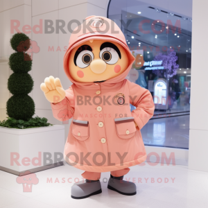 Peach Wrist Watch mascot costume character dressed with a Parka and Berets