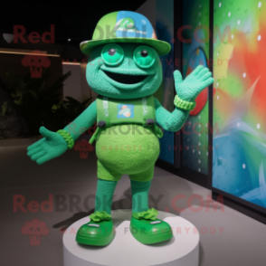 Green Bracelet mascot costume character dressed with a Bikini and Caps