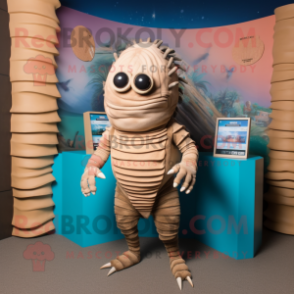 Tan Trilobite mascot costume character dressed with a Swimwear and Bracelets