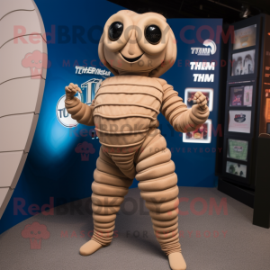 Tan Trilobite mascot costume character dressed with a Swimwear and Bracelets
