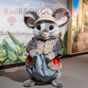 nan Chinchilla mascot costume character dressed with a Romper and Headbands