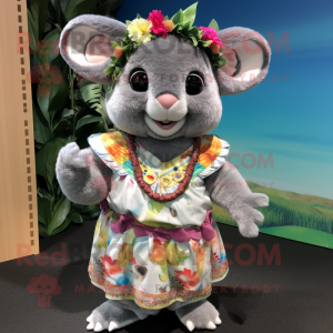nan Chinchilla mascot costume character dressed with a Romper and Headbands